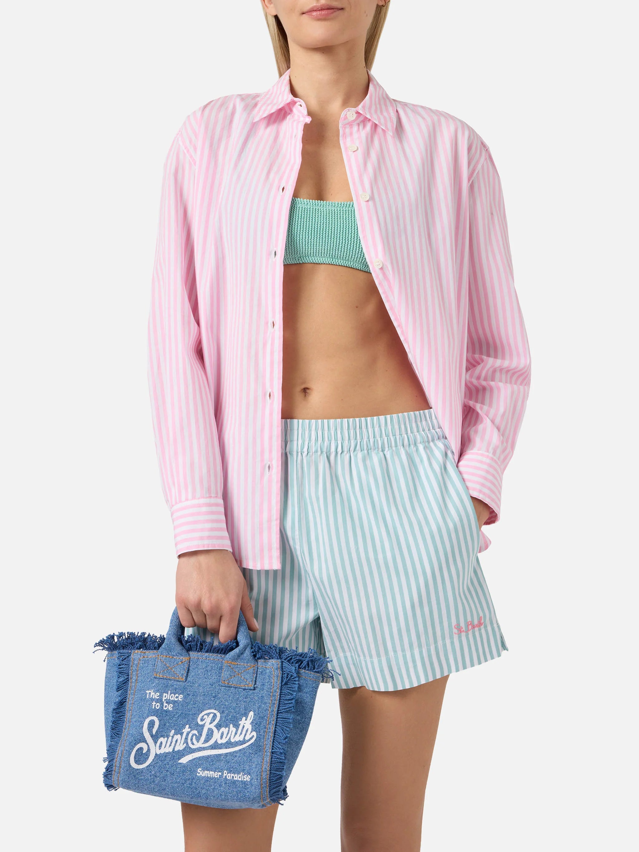 PORTO SEGRETO® - BORSA DA MARE MINI IN DENIM JEANS