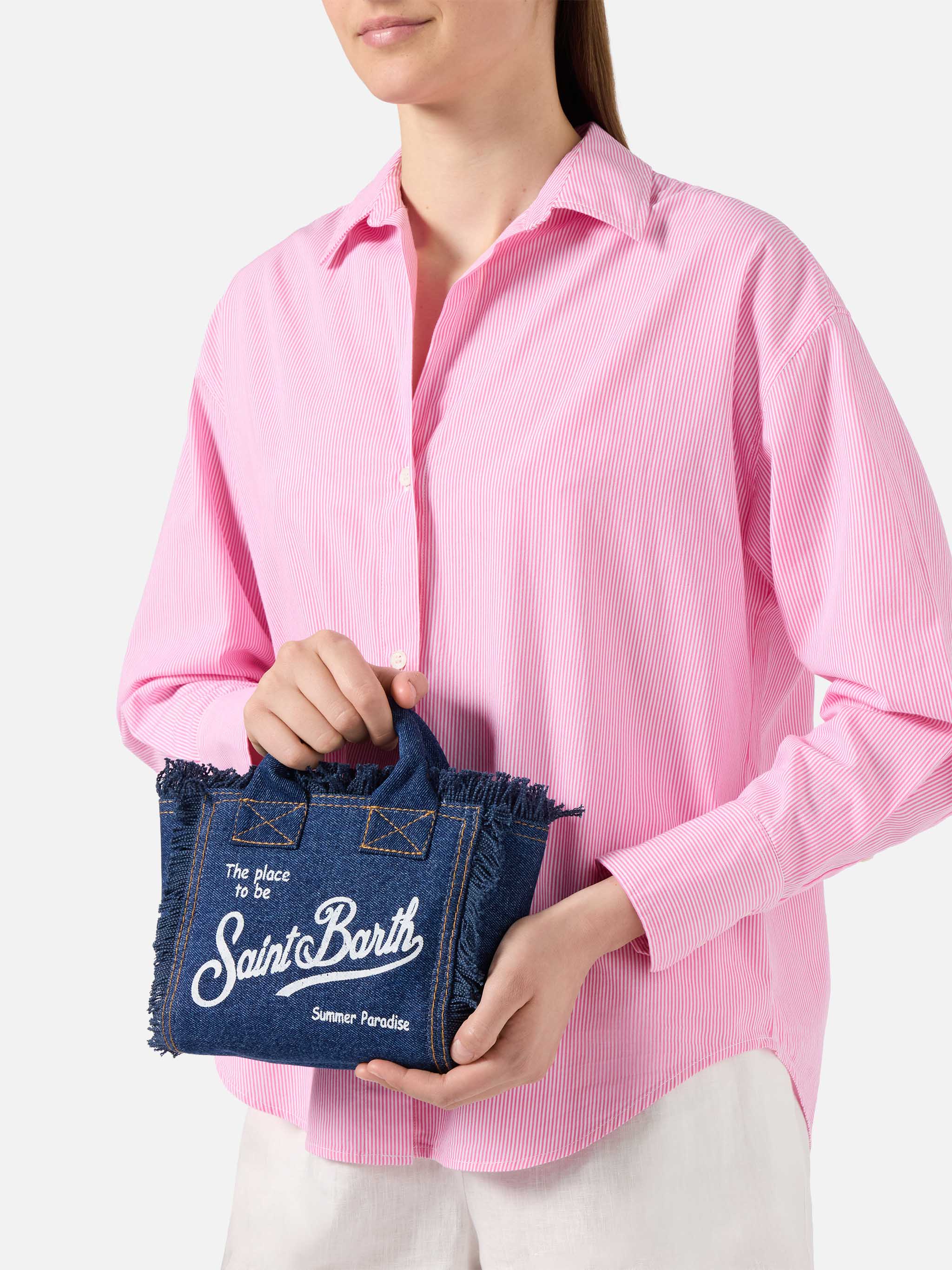 PORTO SEGRETO® - BORSA DA MARE MINI IN DENIM JEANS SCURO