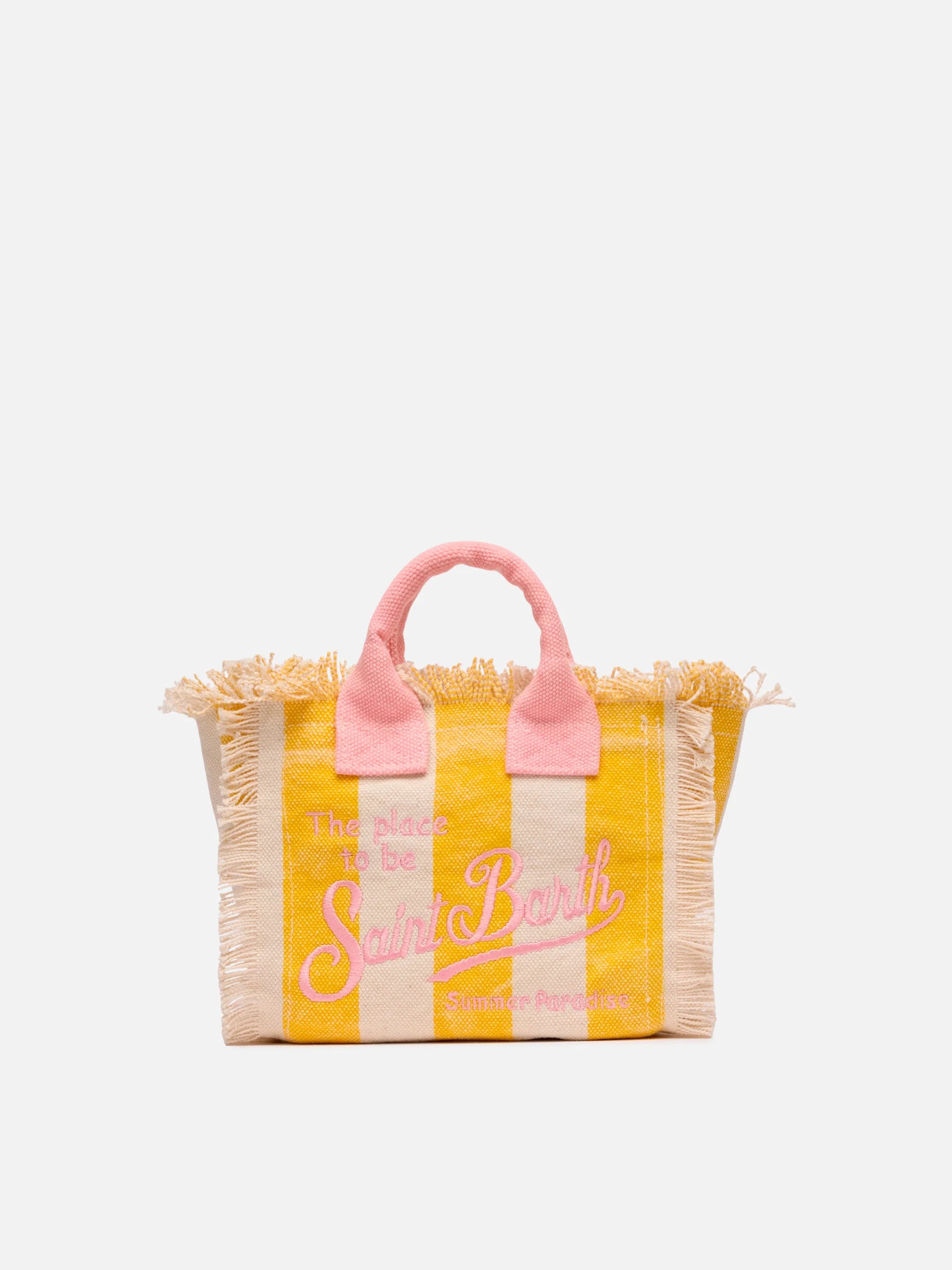 PORTO SEGRETO® - BORSA DA MARE MINI IN COTONE GIALLA A RIGHE