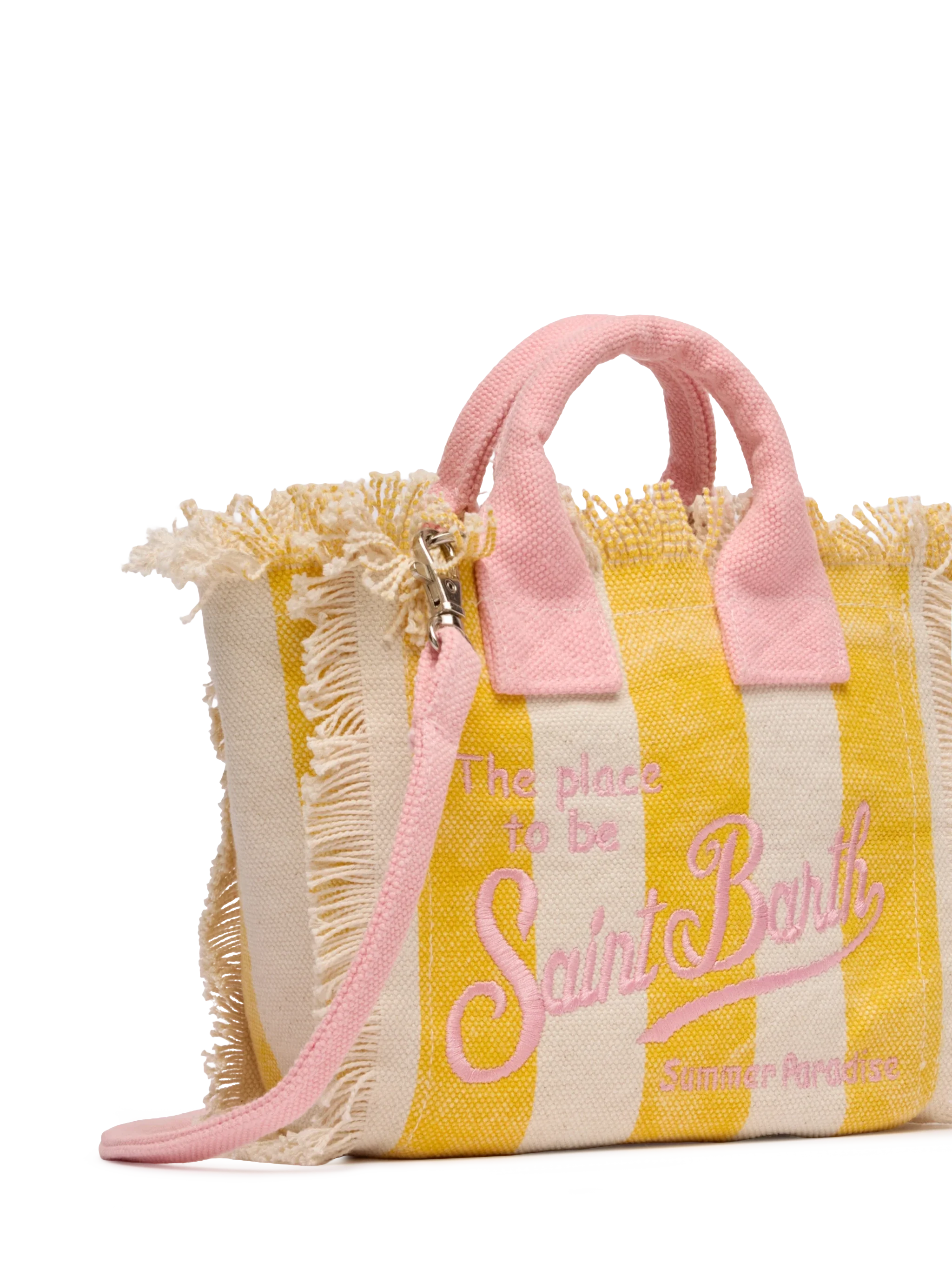 PORTO SEGRETO® - BORSA DA MARE MINI IN COTONE GIALLA A RIGHE