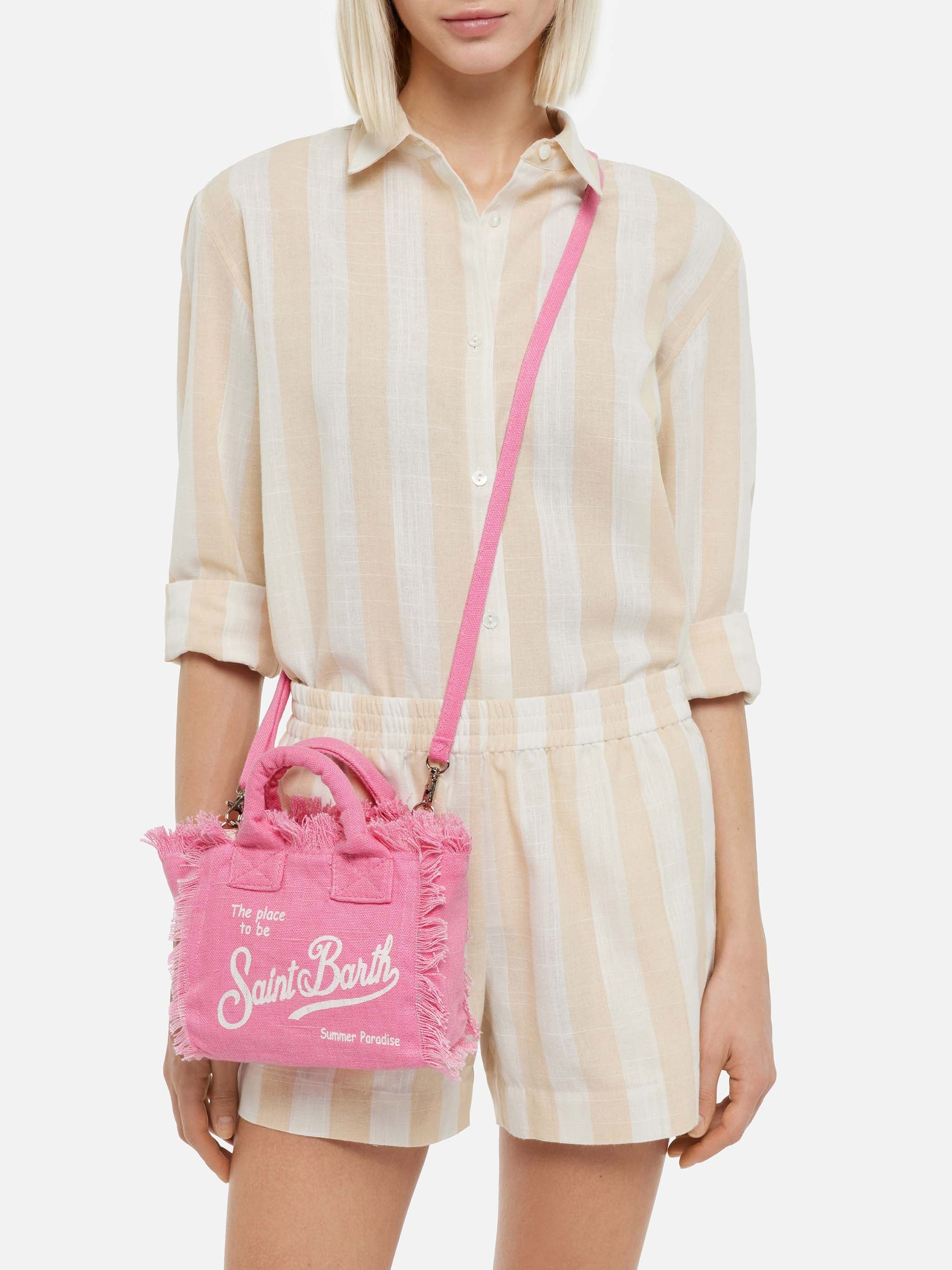 PORTO SEGRETO® - BORSA DA MARE MINI IN LINO FUCSIA