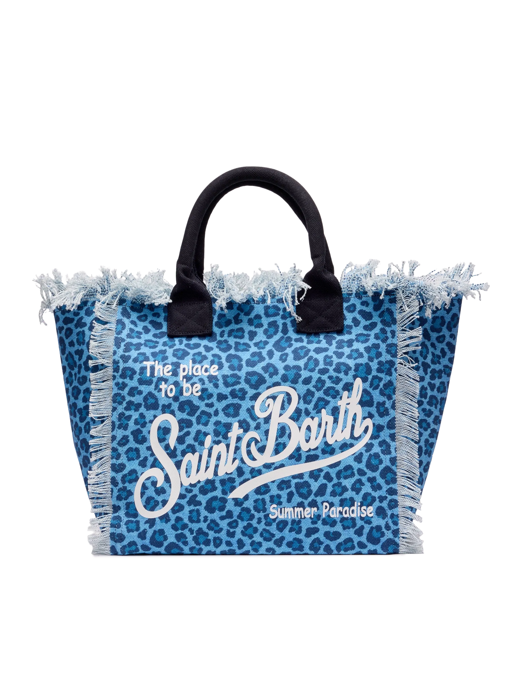 PORTO SEGRETO® - BORSA DA MARE IN COTONE LEOPARD BLU