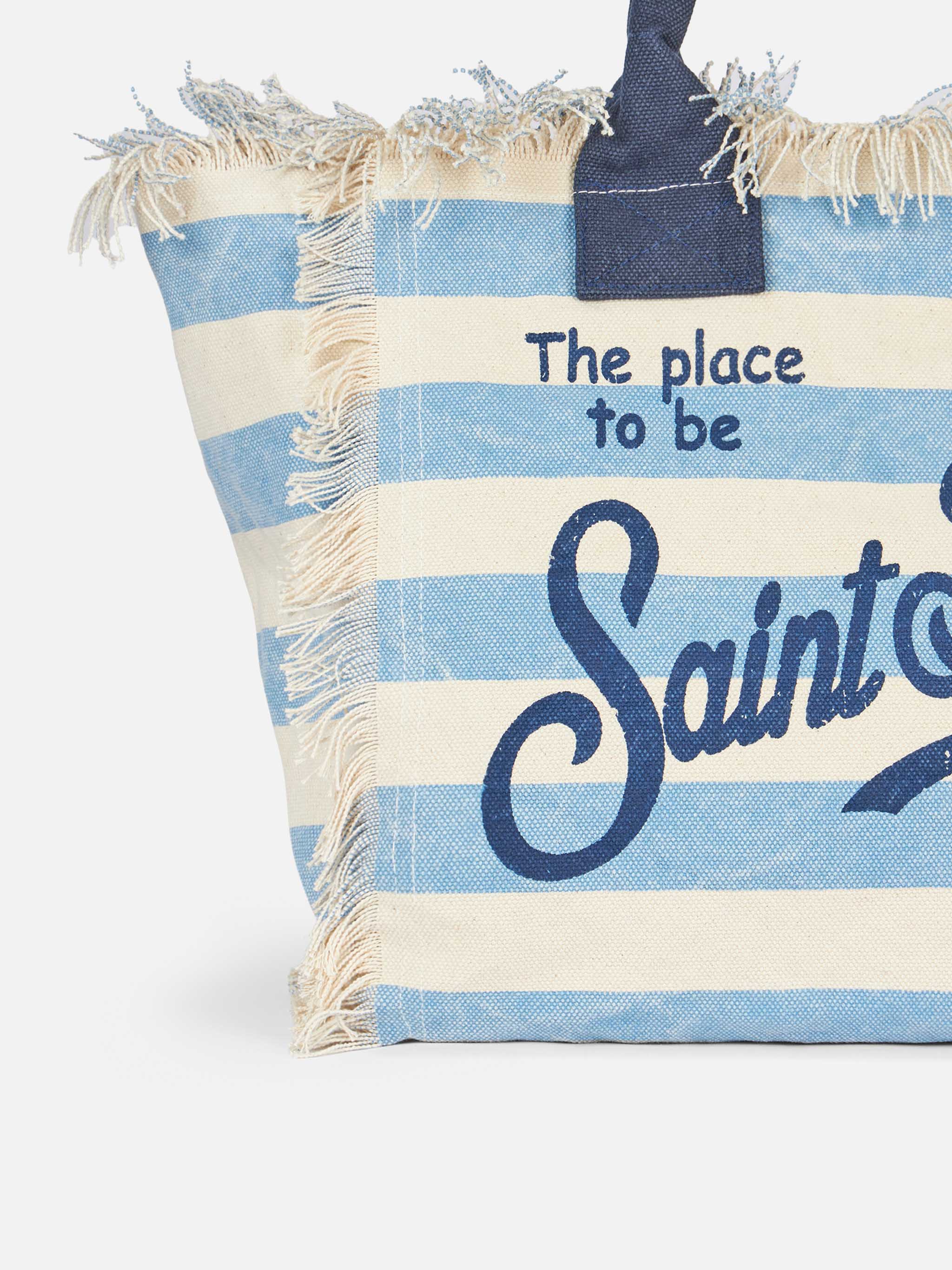 PORTO SEGRETO® - BORSA DA MARE IN COTONE AZZURRA A RIGHE