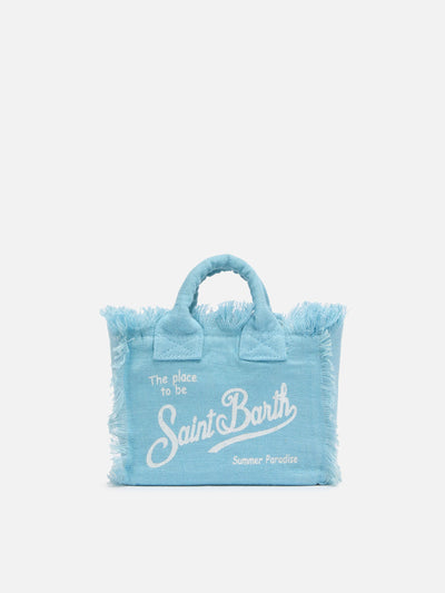 PORTO SEGRETO® - BORSA DA MARE MINI IN LINO AZZURRA