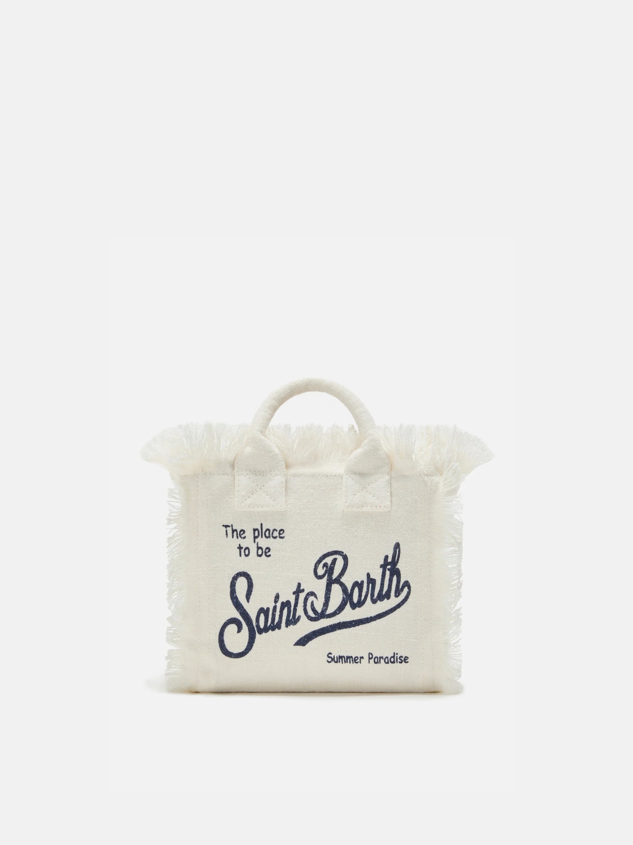 PORTO SEGRETO® - BORSA DA MARE MINI IN LINO BIANCA