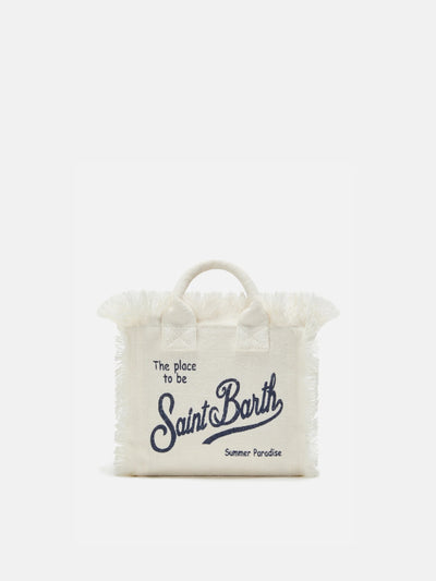 PORTO SEGRETO® - BORSA DA MARE MINI IN LINO BIANCA