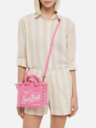 PORTO SEGRETO® - BORSA DA MARE MINI IN LINO FUCSIA