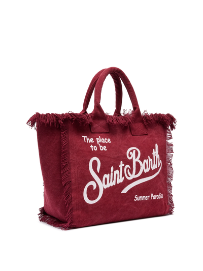 PORTO SEGRETO® - BORSA DA MARE IN COTONE BORDEAUX