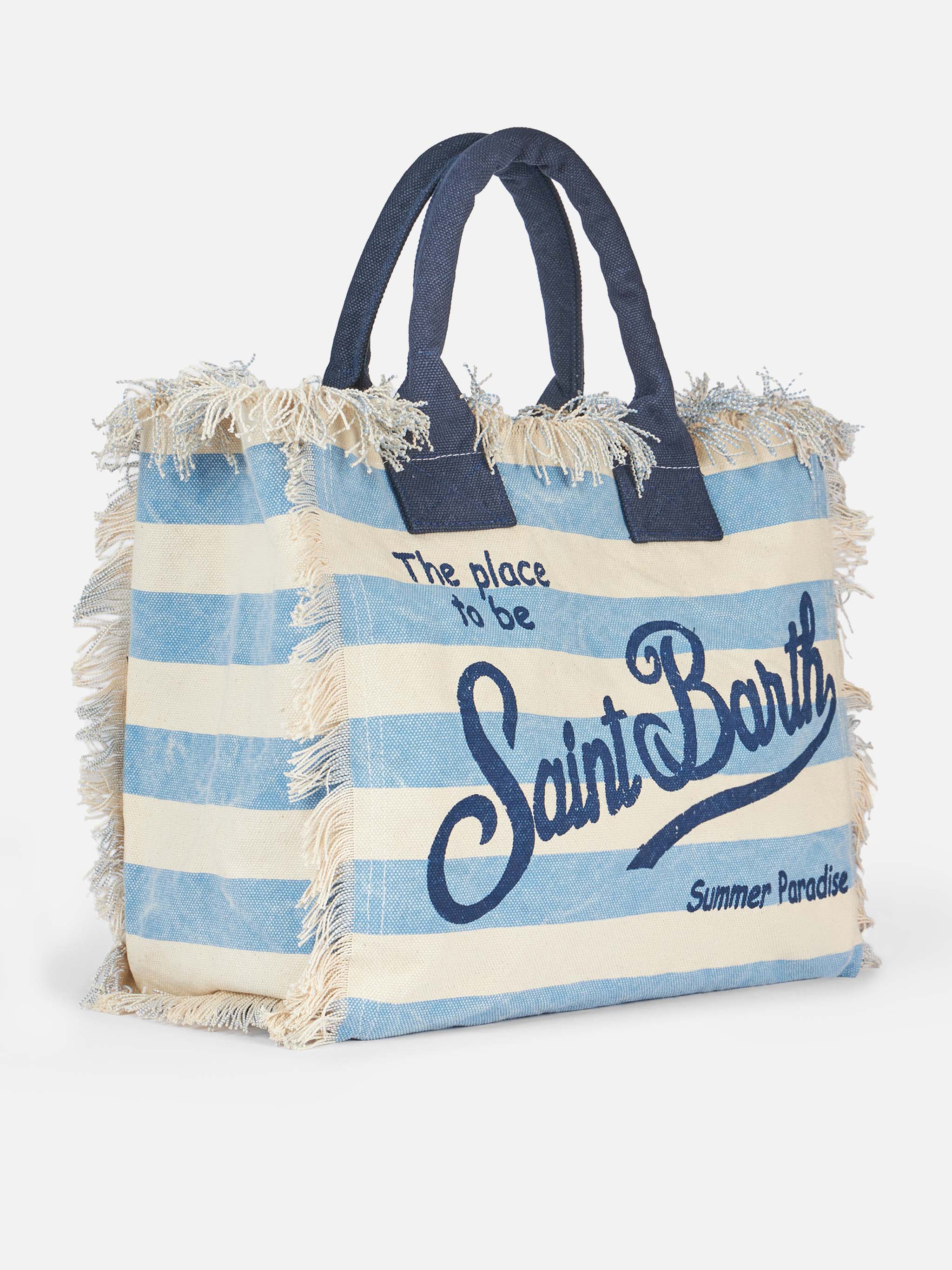 PORTO SEGRETO® - BORSA DA MARE IN COTONE AZZURRA A RIGHE